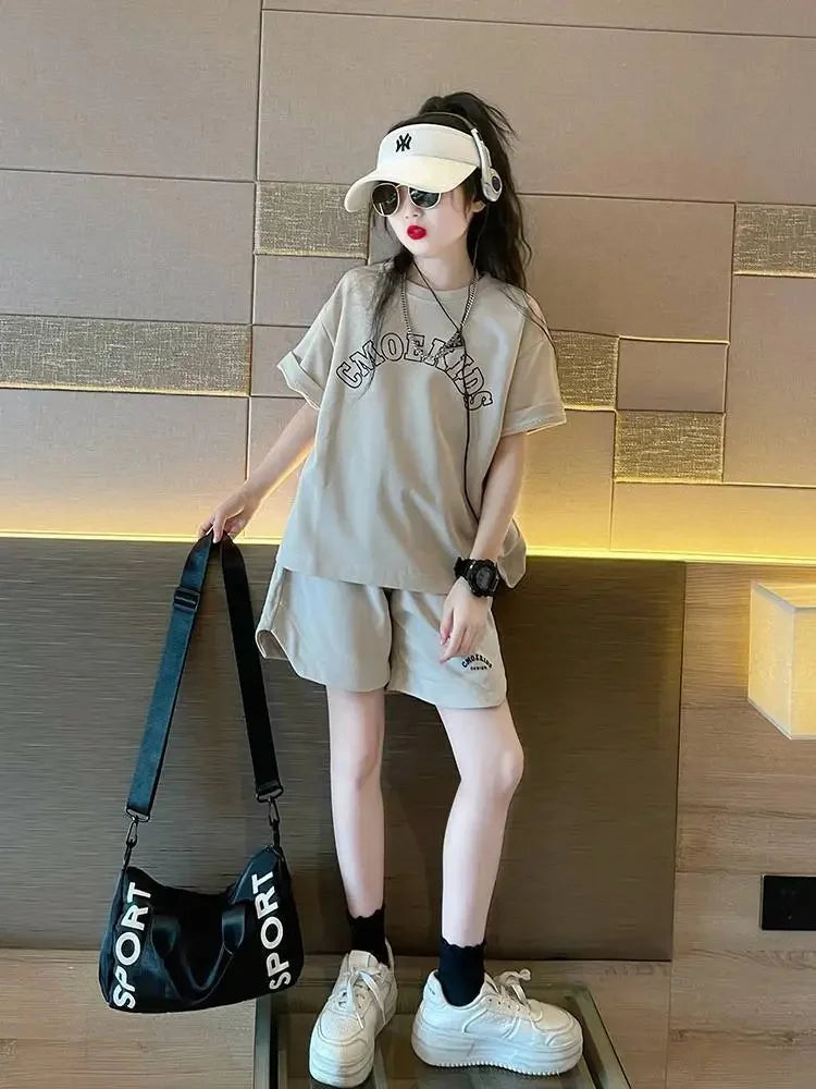 Girls' Summer Loose Short Sleeve Set