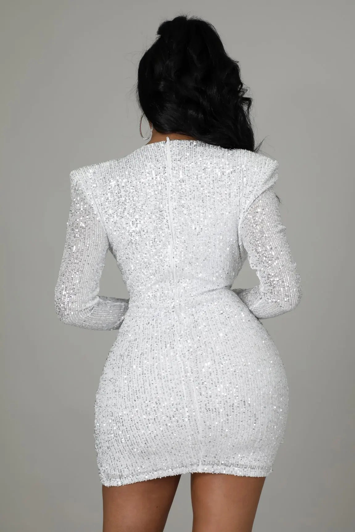 Elegant Party Dresses for Women 2025 Sequin V-neck Pleated Slim Sexy Dress