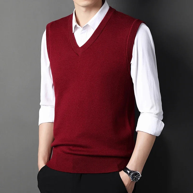 Men's Solid Color Sweater Vest