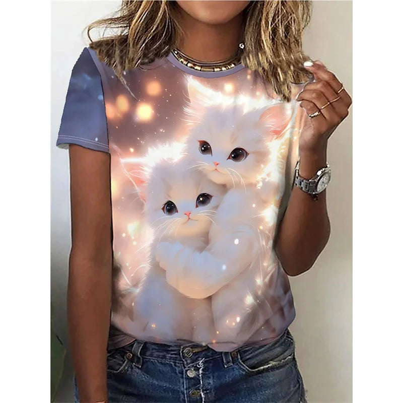 Funny Cat 3D Printed Oversized T-Shirt