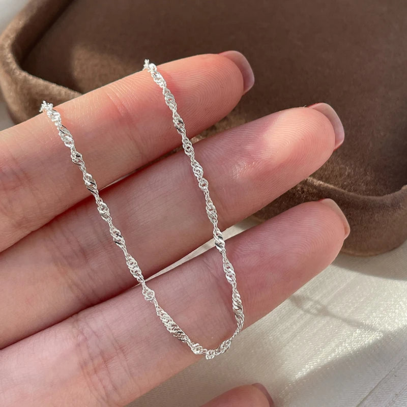 Sterling Silver Water Wave Necklace