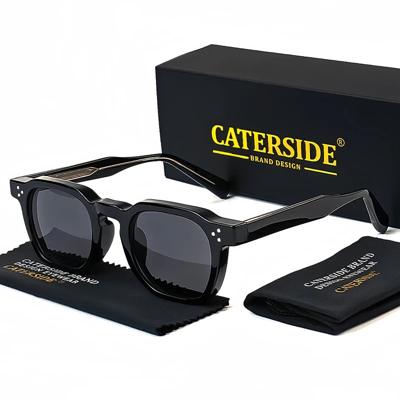 CATERSIDE Retro Punk Square Sunglasses 2 Pieces