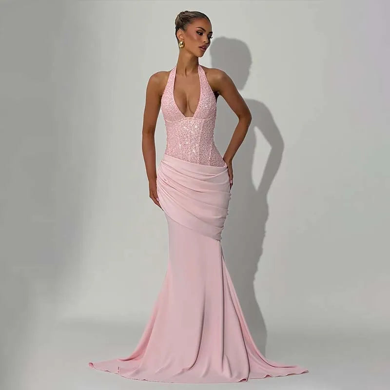Townlike Slim Bodycon Maxi Long Dress Women Halter
