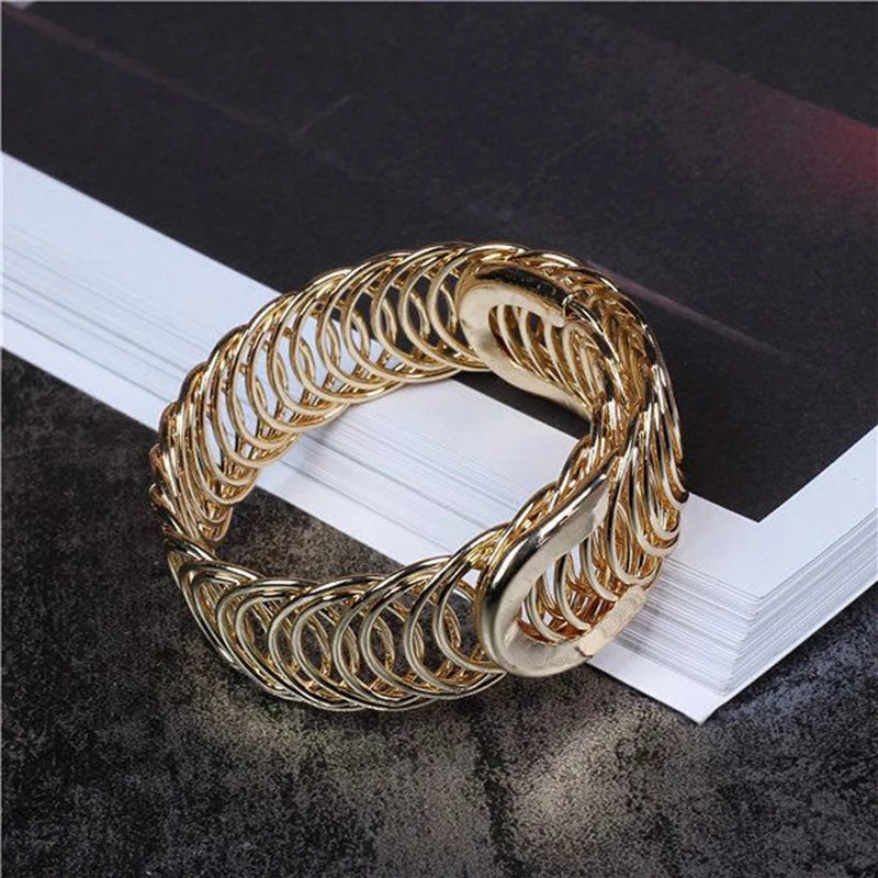 Punk Style Adjustable Open Metal Braided Bracelet