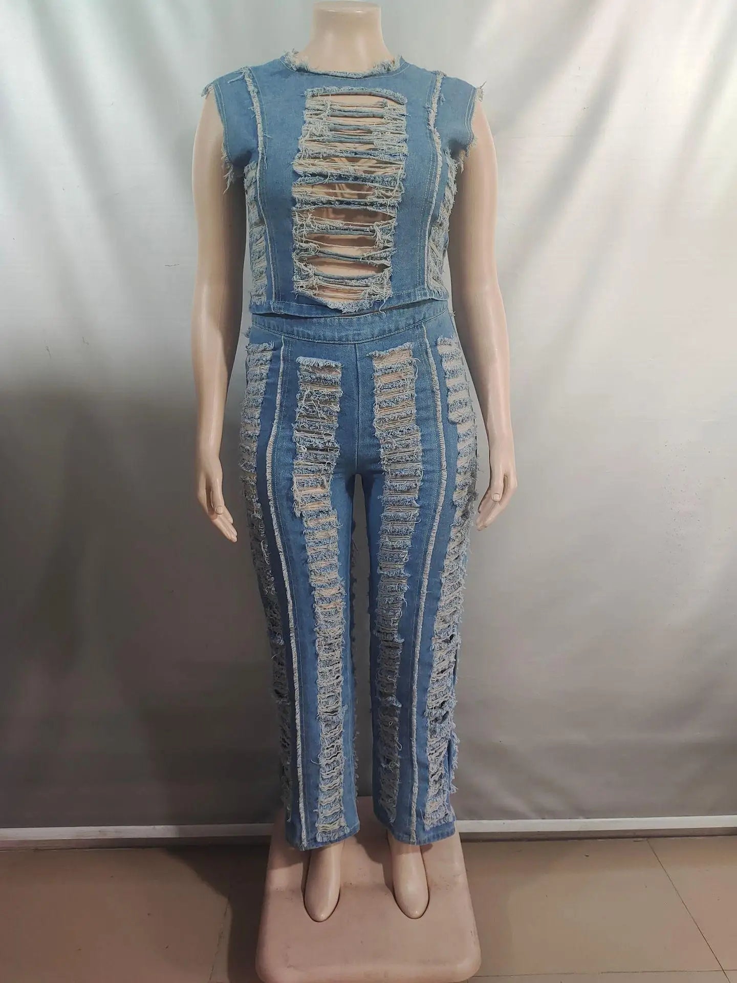 GETSRING 2026 Trousers Female hollow out blue Jeans sexy Pants