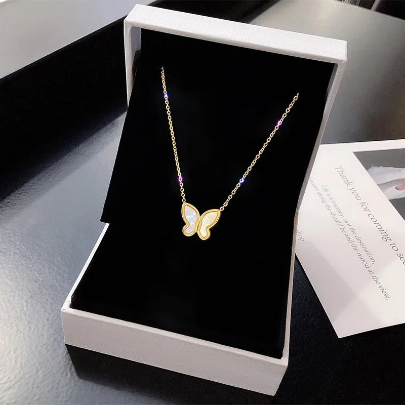 Shiny Double Layer Butterfly Necklace