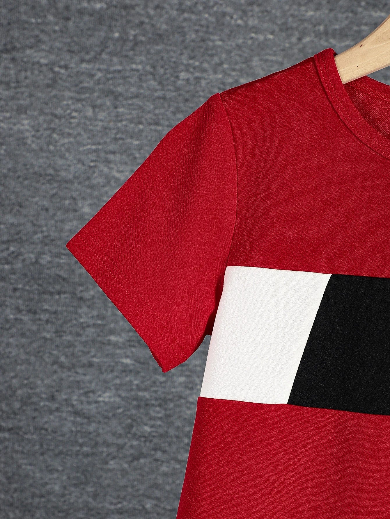 2pcs Boys Colorblock T-shirt & Shorts Set