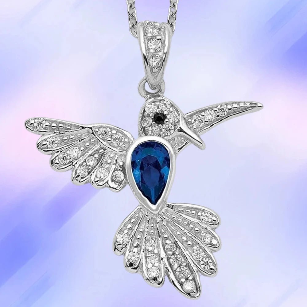 Dark Blue Spinel Hummingbird Jewelry Set