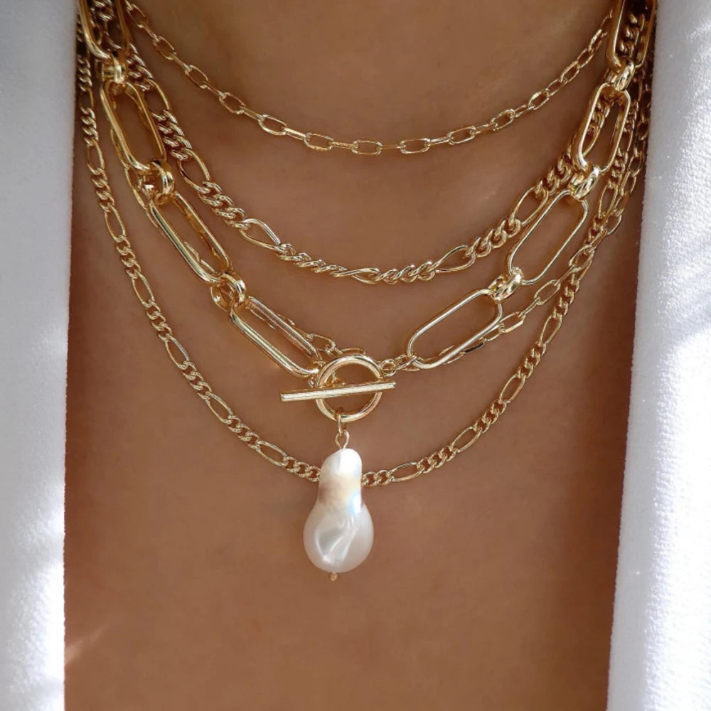 Boho Gold Multi-Layer Crystal Necklace