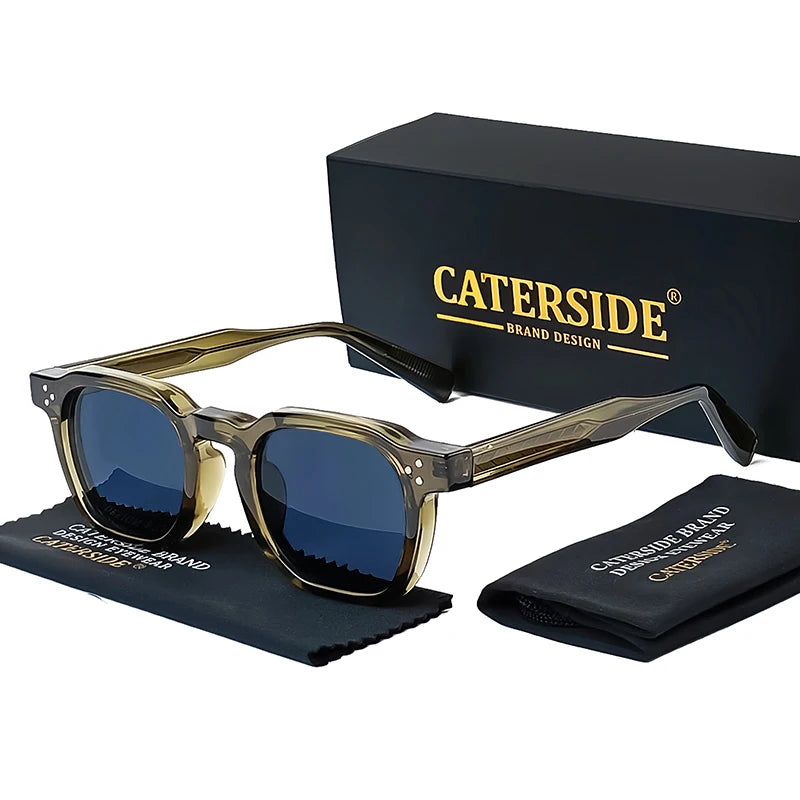 CATERSIDE Retro Punk Square Sunglasses 2 Pieces