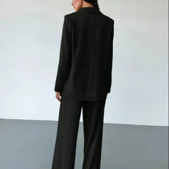 Women's Elegant and Fashionable Two-Piece Business Casual Suit Jacket and Wide-Leg Pants Suit, Versatile Suit Set for Everyday Wear