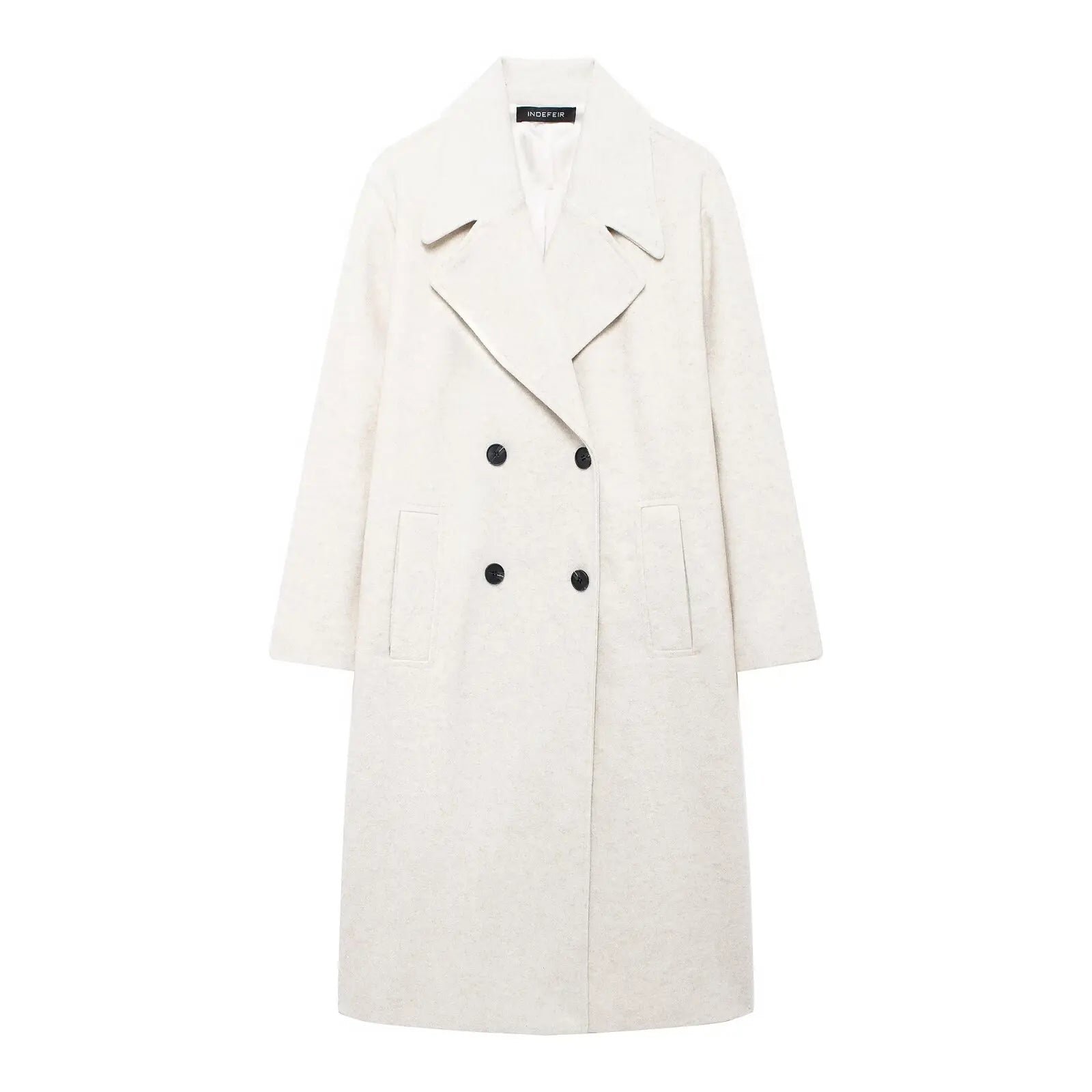 Winter Coat For Women 2024 Solid Lapel Double Breasted Long