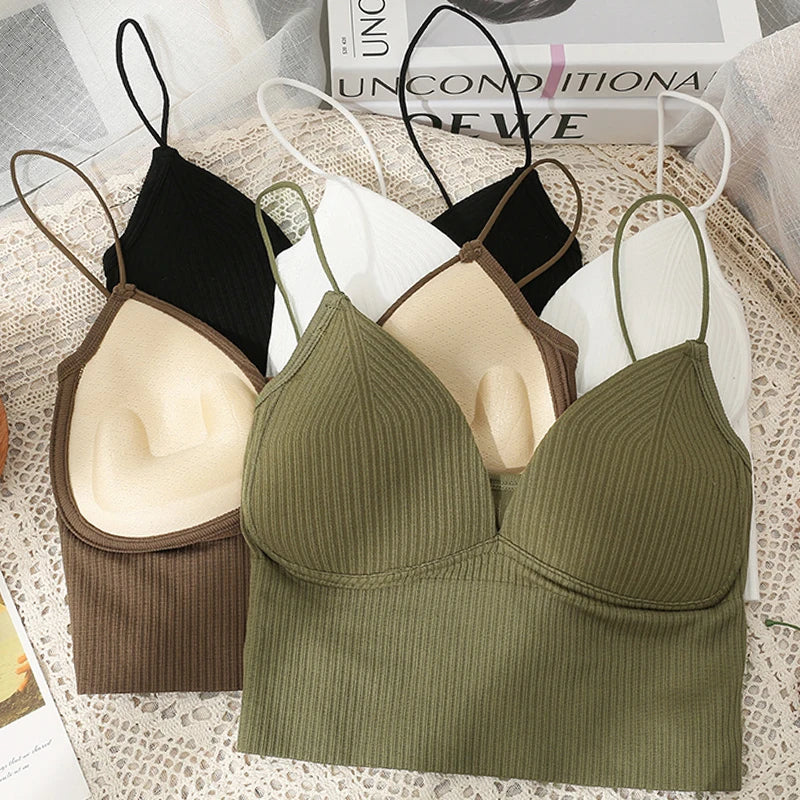 V-Neck Stretch Push-Up Camisole Bralette