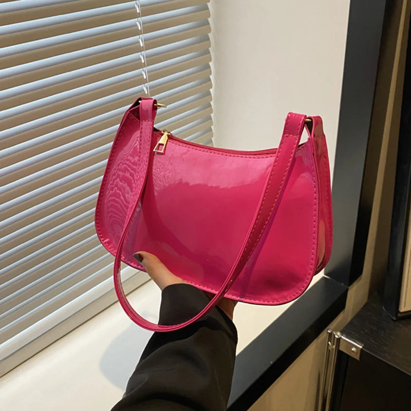Retro Solid Color PU Leather Shoulder Bag