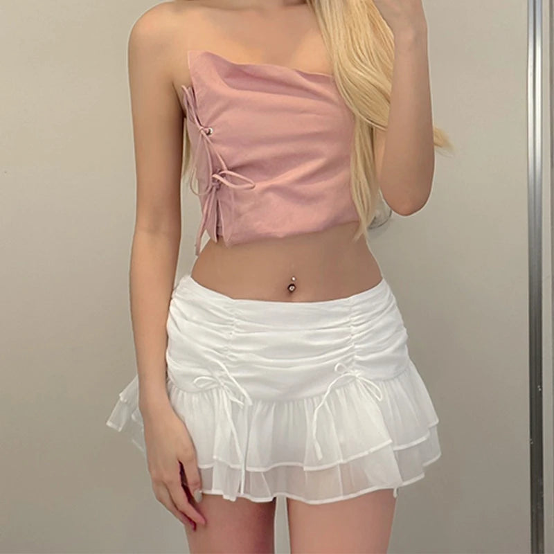 Sexy Solid Pleated Mini Skirt for Women