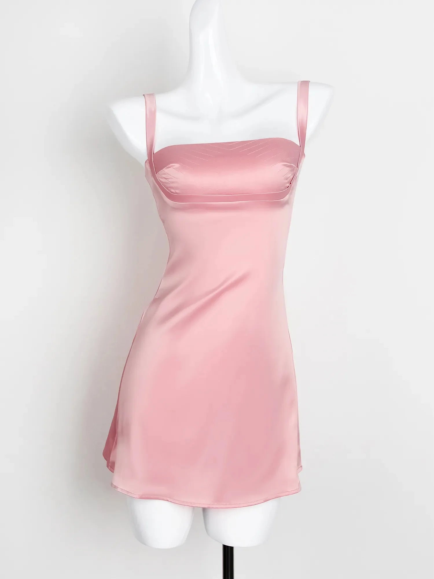Birthday Dress For Women A-Line Pink Dress Sexy Satin Holiday Party Dresses