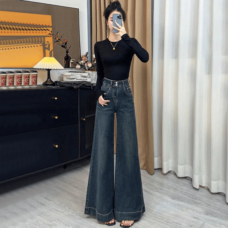 High Waist Wide Leg Retro Jeans