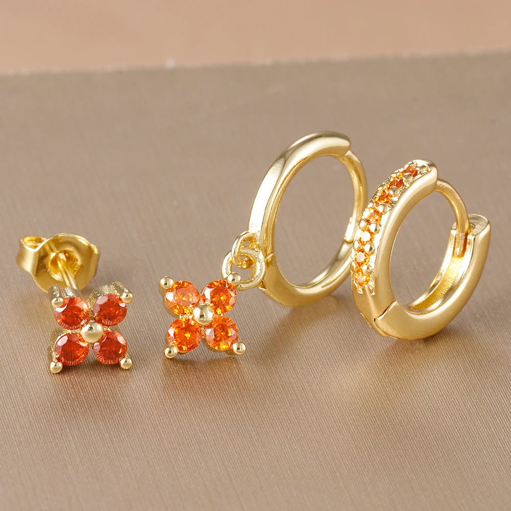 3PCS Korean Stainless Steel Hoop Earrings Set