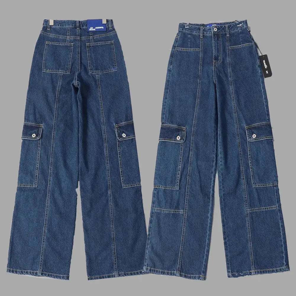 High Waist Workwear Cotton Denim Loose Straight Leg Casual Trousers Autumn Winter New Sle American Sle Women's Jeans