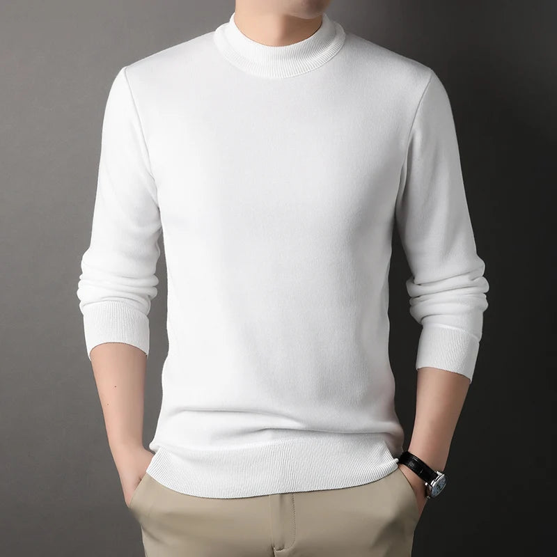 Men's Fleece Knit Round Neck Sweater