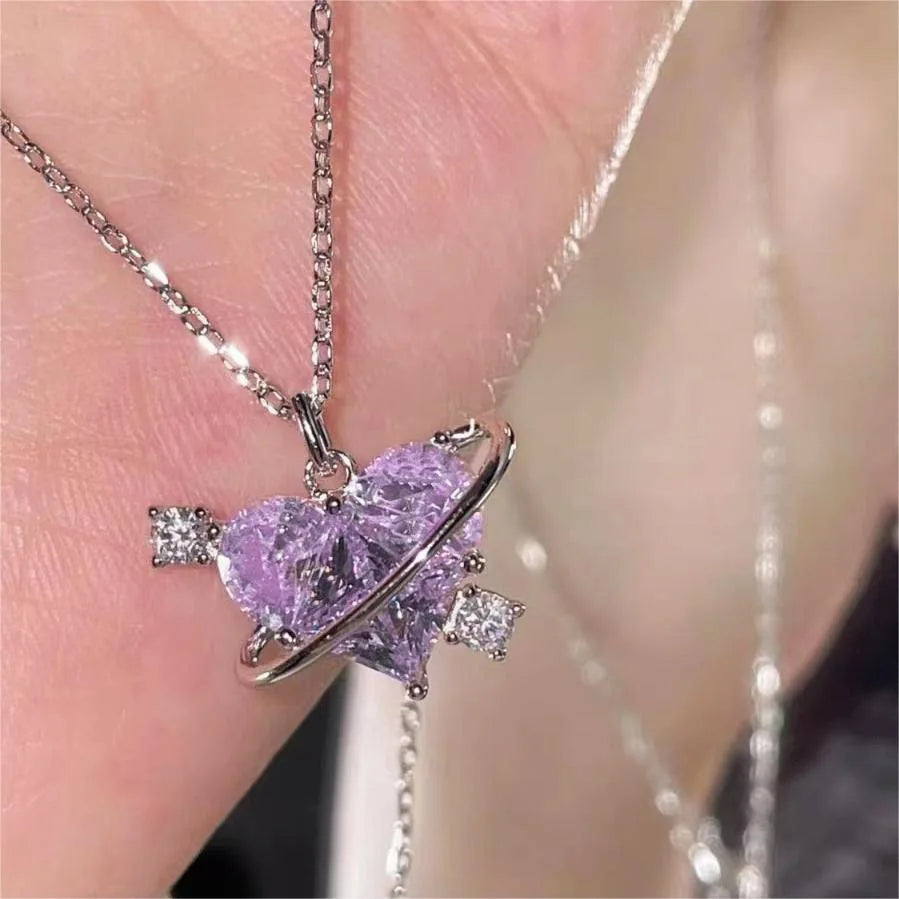 Crystal Zircon Butterfly Pendant Necklace