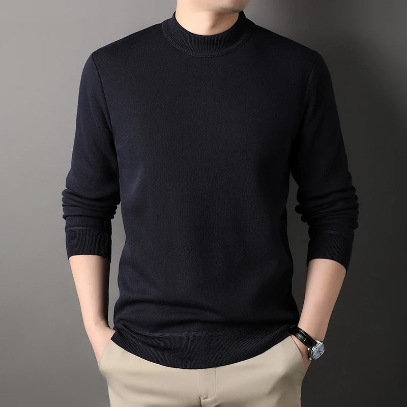 Men's Fleece Knit Round Neck Sweater
