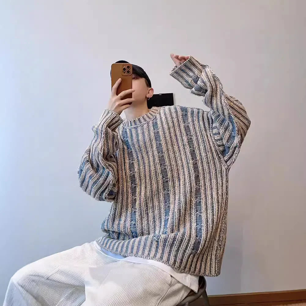 Vintage Double-Sided Denim Knit Sweater