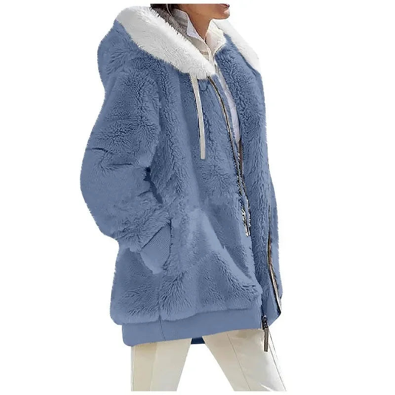 Women’s Hooded Cashmere Fleece Coat