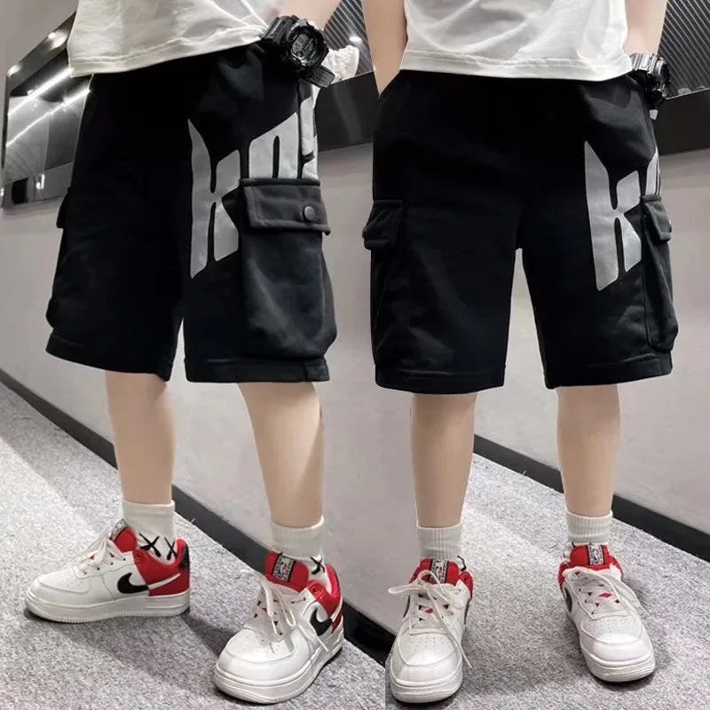 Boys' Lettered Print Cotton Shorts