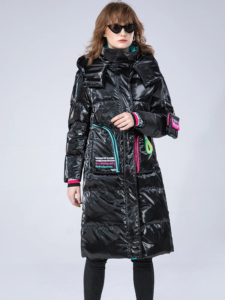 Winter Clothing Glossy Waterproof Coat Women