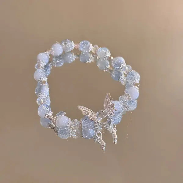 Fairy Butterfly Green Bead Tassel Bracelet