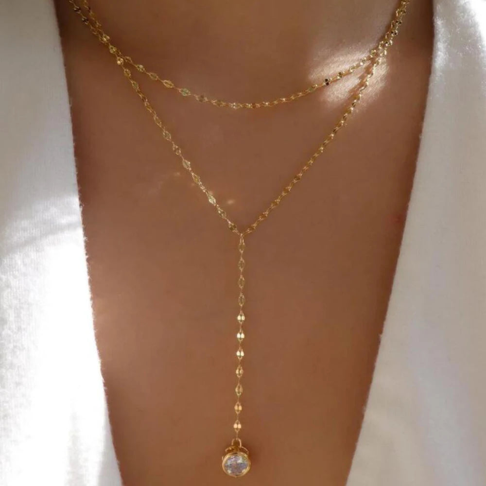 Boho Gold Multi-Layer Crystal Necklace