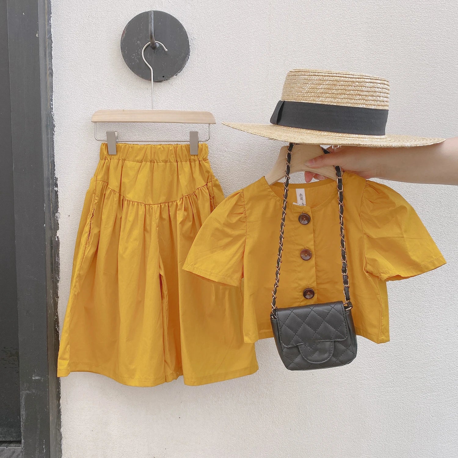 Girls' High-Waisted Top & Wide-Leg Pants Set