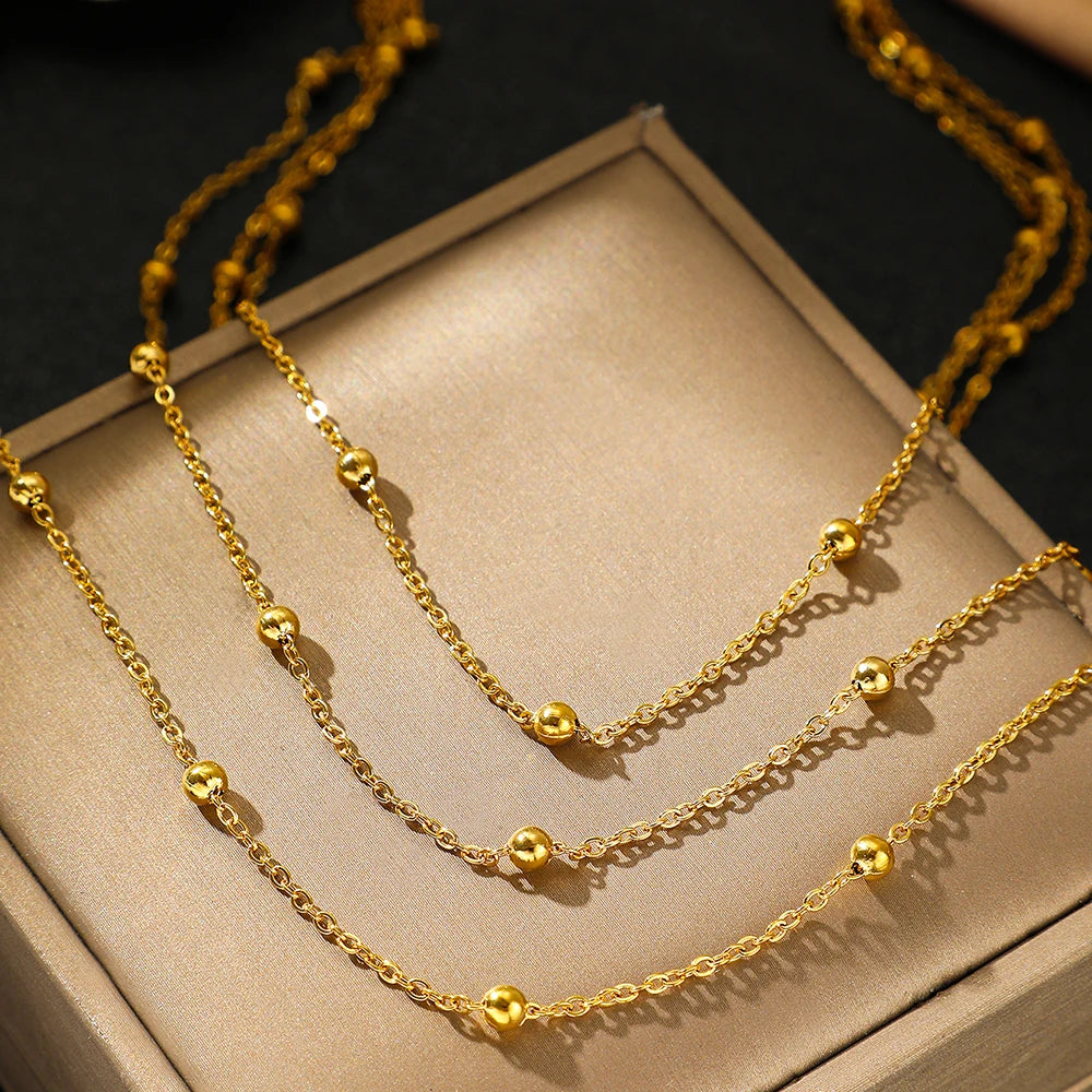 High-End Stainless Steel Multi-Layer Beads Necklace