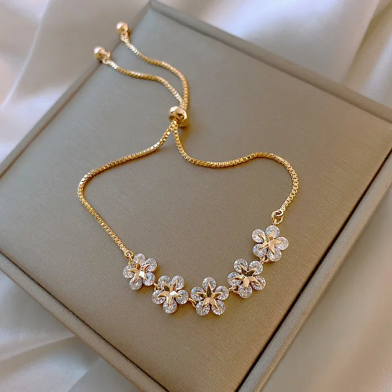 Luxury AAA Zircon Opal Clover Adjustable Bracelet