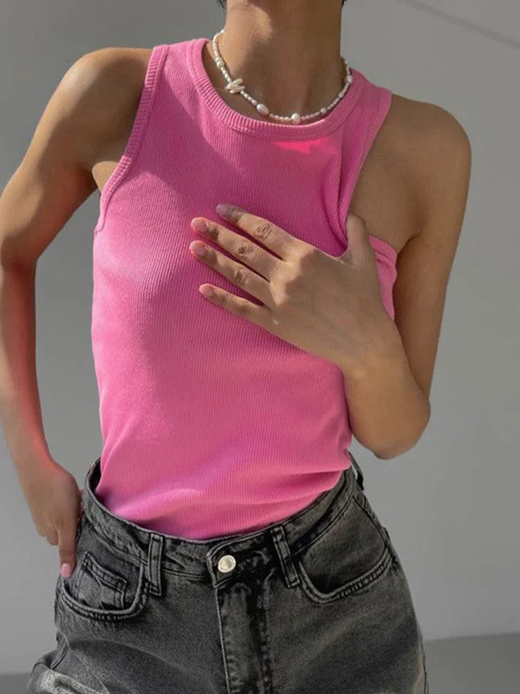 Ribbed Off-Shoulder Tank Top