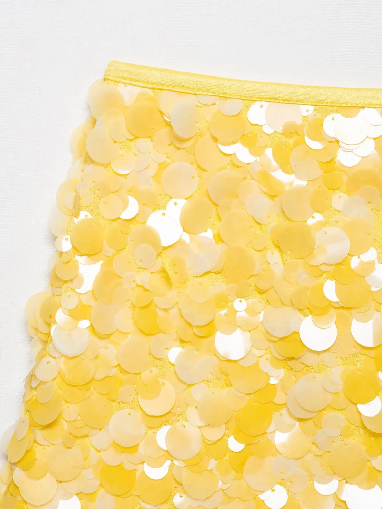 HH Women New Fashion Versatile High Waist Slim Yellow Sequin