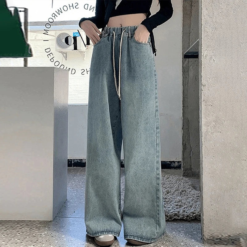 High-Waist Wide Leg Light Blue Jeans