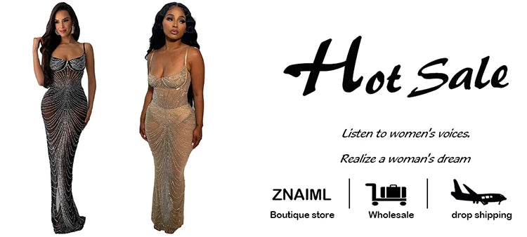 Znaiml Sexy Mesh See Through Night Party Club Birthday Dress