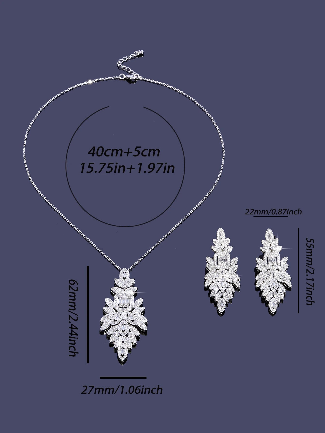 Elegant Water Droplet Cubic Zirconia Set