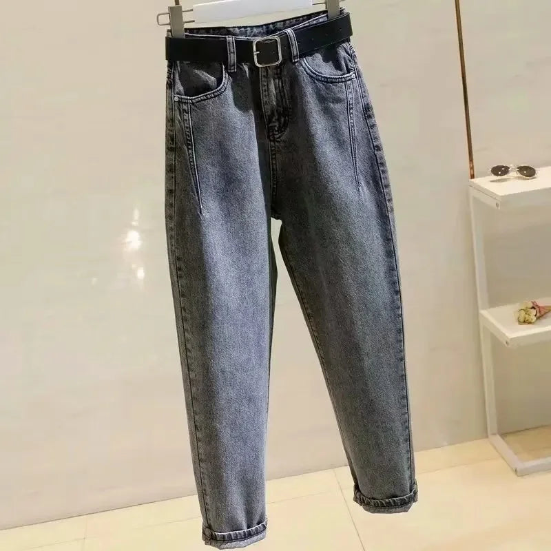 Grey High-Waisted Plus Size Jeans