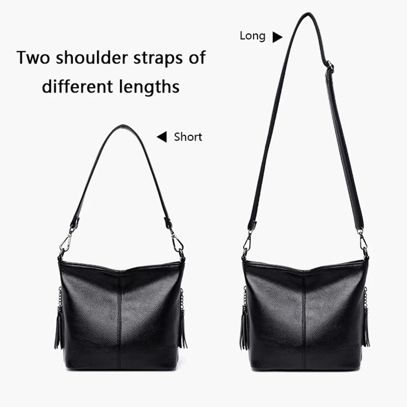 Tassel Leather Crossbody Bag for Women