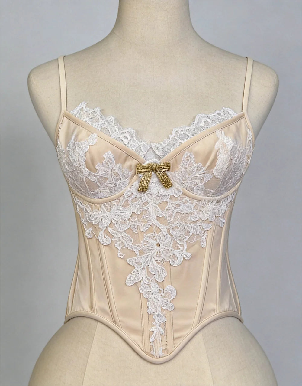 Women Lace Corset Bustier Overbust With Cups Lace Up Boned Shaping Tops
