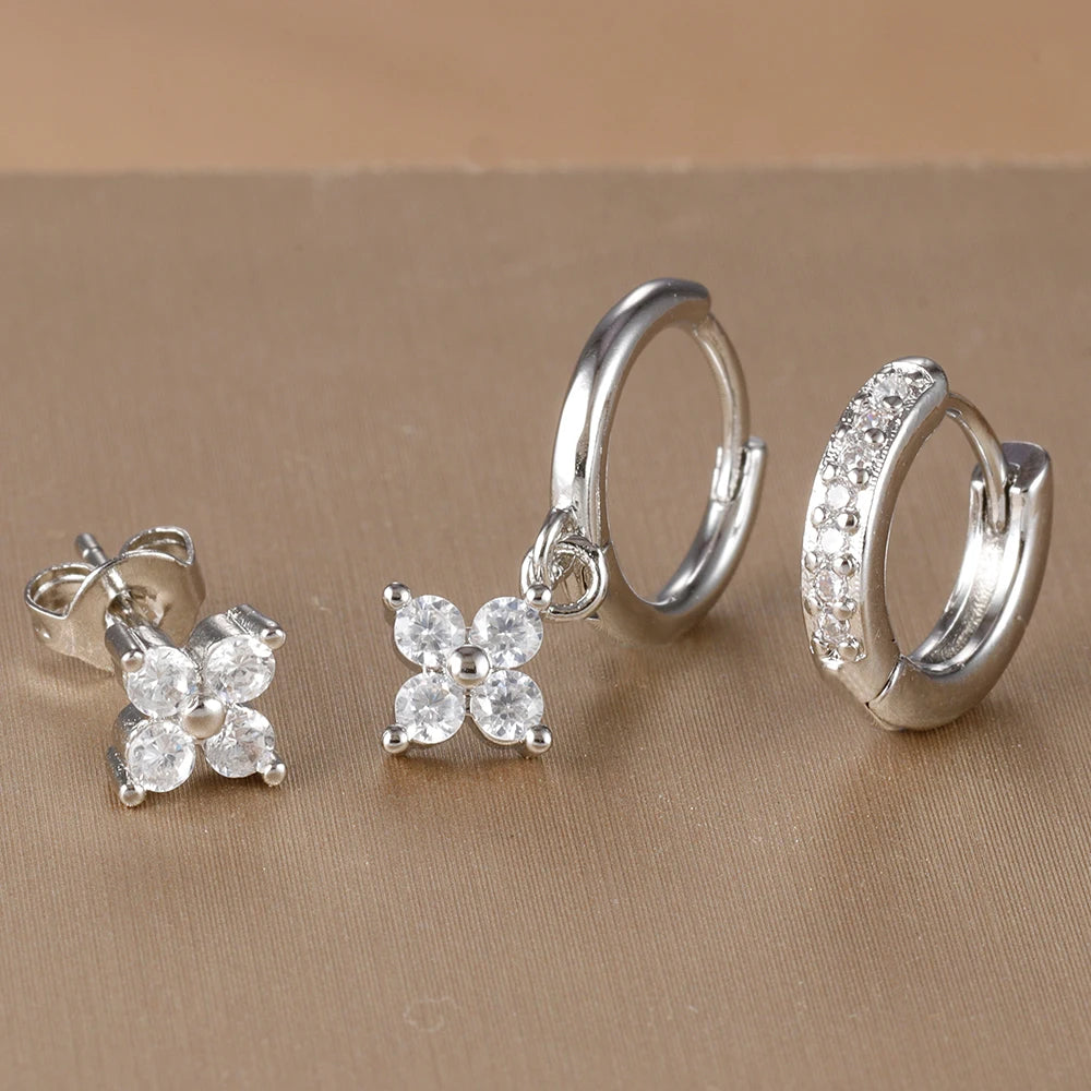 3PCS Korean Stainless Steel Hoop Earrings Set