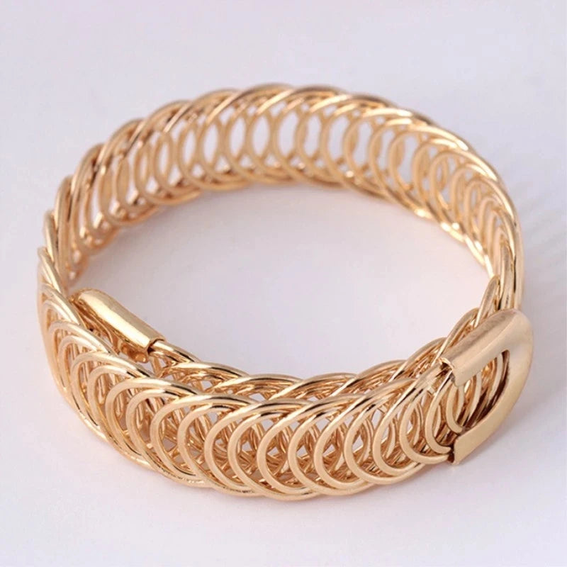 Punk Style Adjustable Open Metal Braided Bracelet