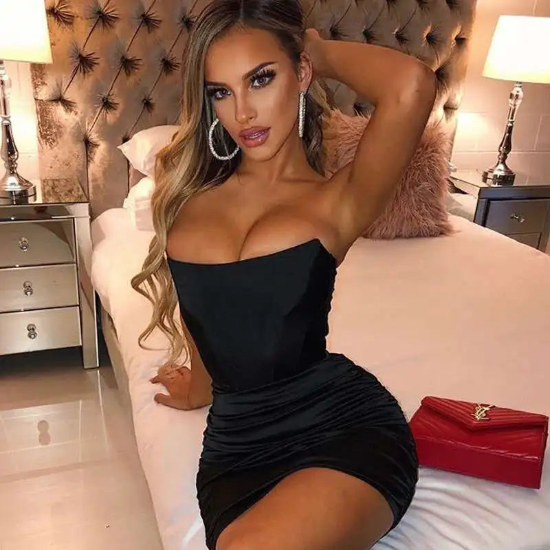 Giyu Satin Dress Women 2023 Autumn Sexy Night Club Party Bodycon Mini Dresses Ruched Slash Neck Off Shoulder Backless Vestidos