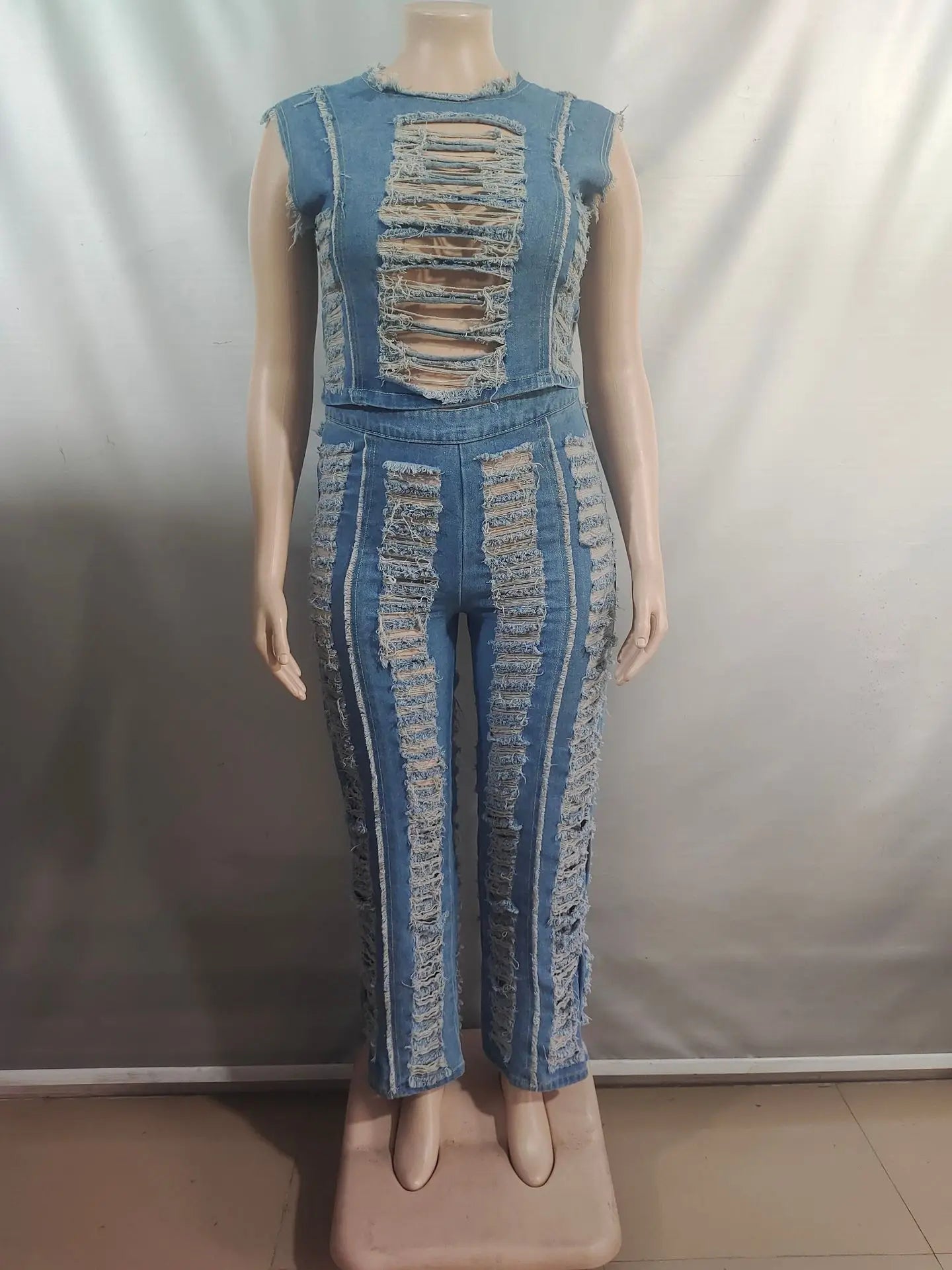 GETSRING 2026 Trousers Female hollow out blue Jeans sexy Pants