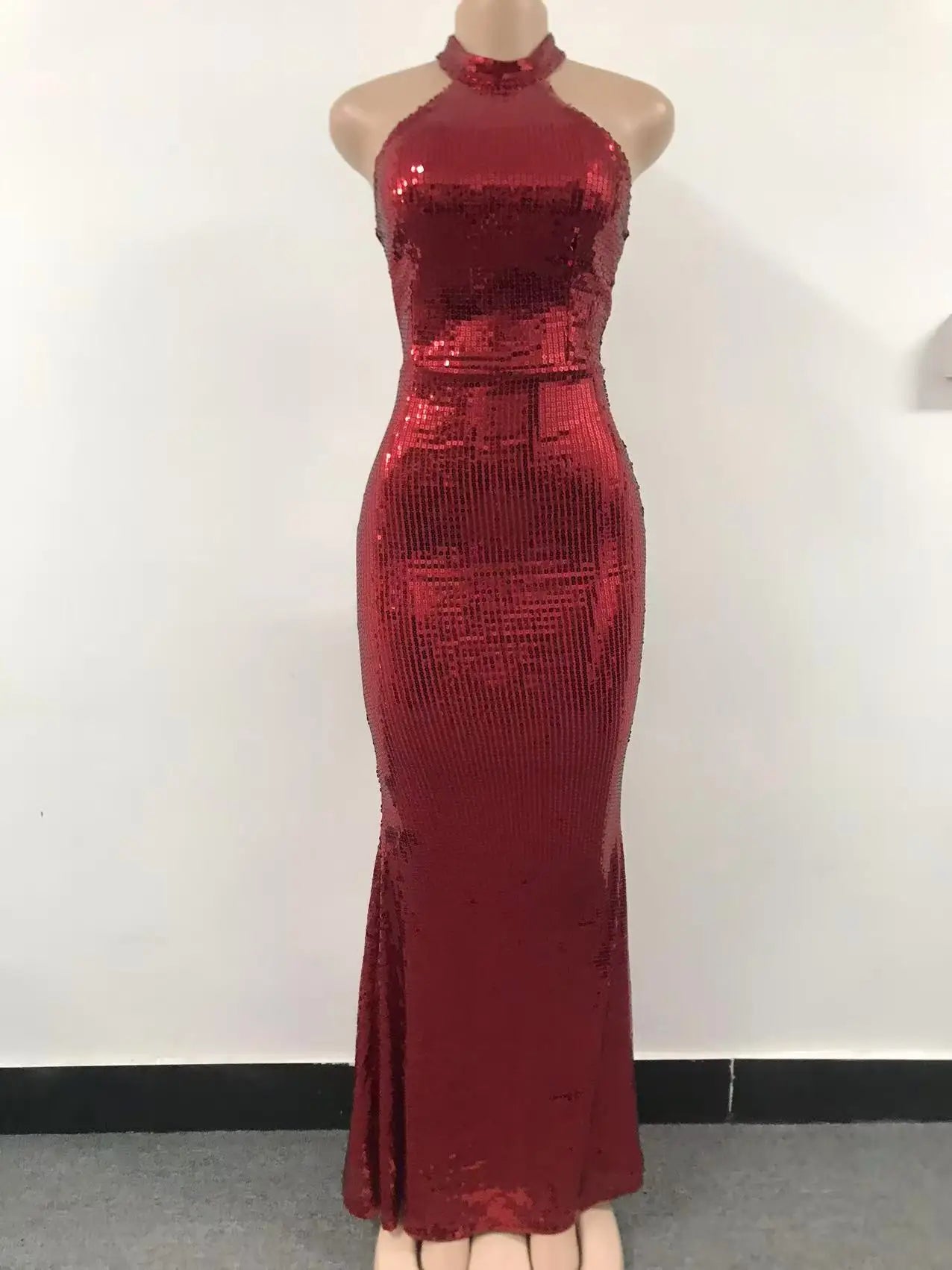 HBLL Sexy Summer Backless Sequins Halter Neck Evening Dresses Elegant Formal Prom Gown Wedding Guest Dinner Maxi Dress for Women