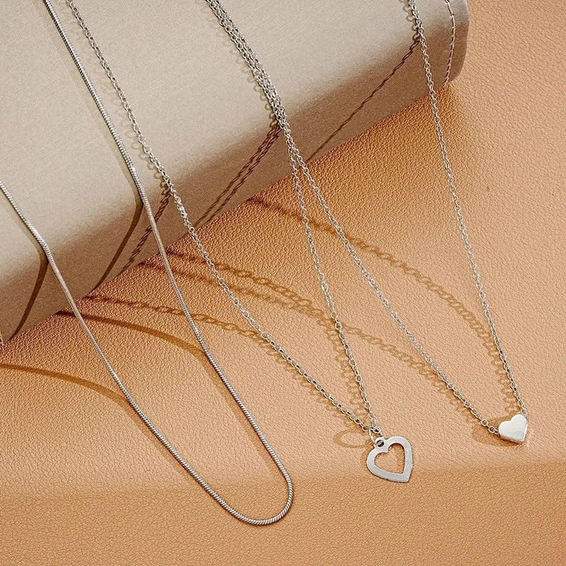 Double Love Pendant Multi-Layer Necklace
