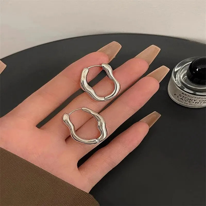 Gold Metallic Geometric Hoop Earrings